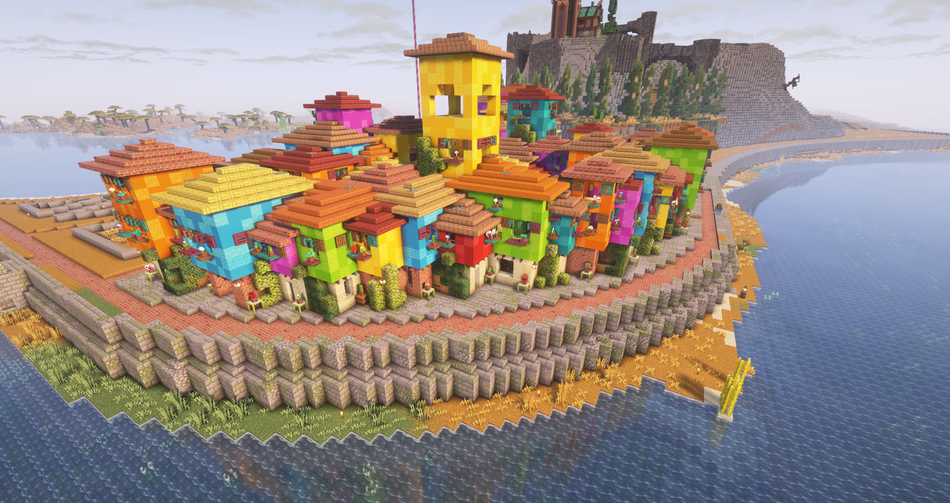 a colourful latin and latin american inspired town