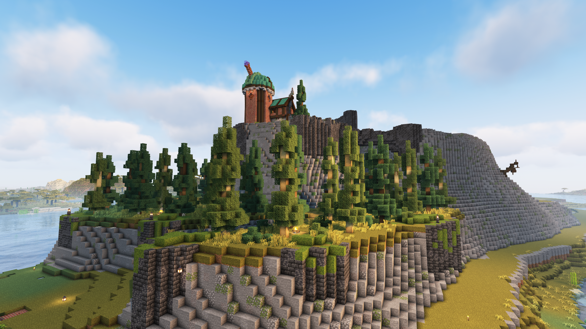 custom terraformed mountain from the front