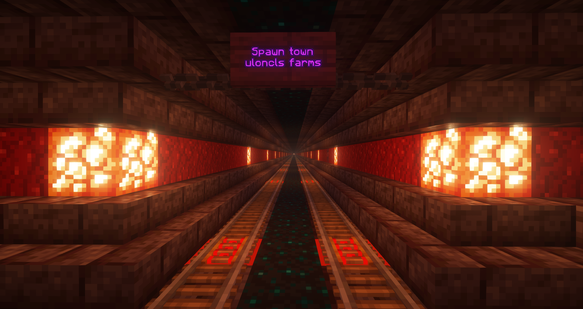 the start of a 6000 block long tunnel to the sertvers world spawn